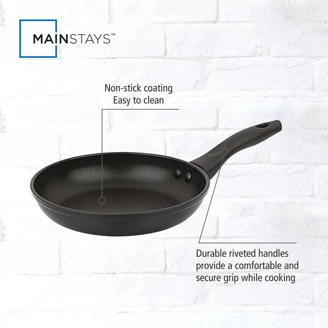 Alt view image 3 of 5 - Mainstays 8 in Nonstick Aluminum Skillet, Black, Dishwasher Safe
