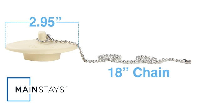 Alt view image 2 of 6 - Mainstays Rubber Tub Stopper with Stainless Steel Beaded Chain White Fits 1.5" - 2" Drains