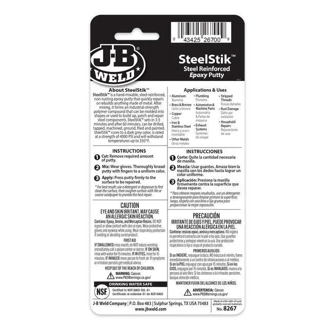 Alt view image 2 of 5 - J-B Weld SteelStik Epoxy Putty 2 oz Gray