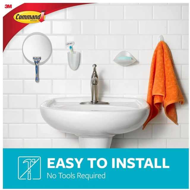 Alt view image 3 of 6 - Command Razor Holder, Frosted, Medium, 1 Holder, 1 Medium Strip, Bathroom Organization