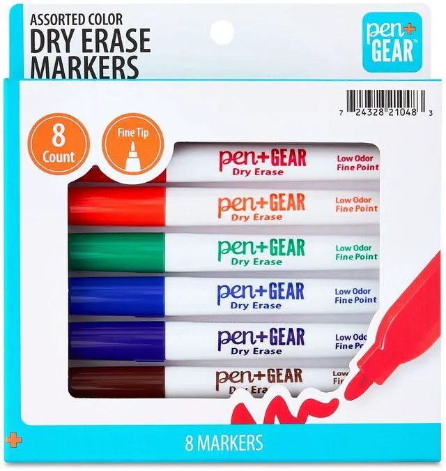 Main image of Pen+Gear Fine Tip Dry Erase Markers, Assorted Colors, 8 Count