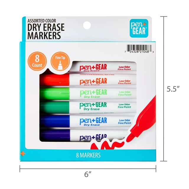 Alt view image 4 of 6 - Pen+Gear Fine Tip Dry Erase Markers, Assorted Colors, 8 Count