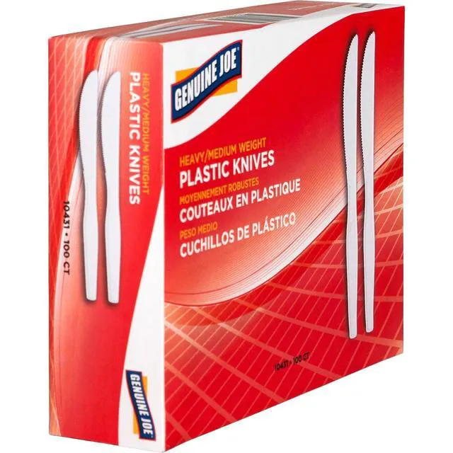Alt view image 5 of 5 - Genuine Joe, GJO10431, Heavyweight Disposable Knives, 100 / Box, White