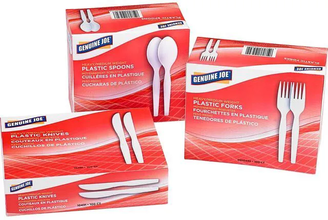 Alt view image 2 of 5 - Genuine Joe, GJO10431, Heavyweight Disposable Knives, 100 / Box, White