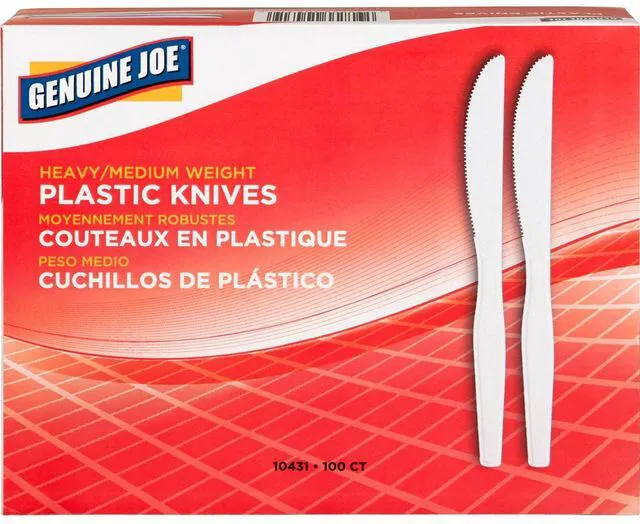 Alt view image 3 of 5 - Genuine Joe, GJO10431, Heavyweight Disposable Knives, 100 / Box, White