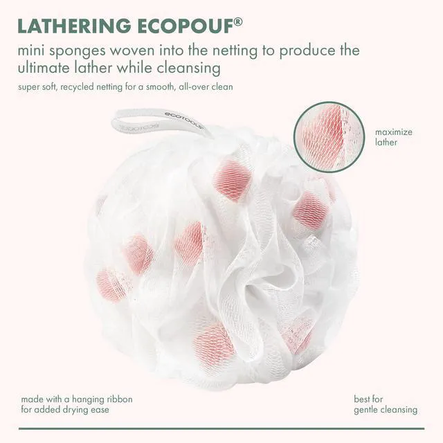 Alt view image 2 of 5 - EcoTools Lathering Bath Pouf, White & Pink Loofah for Cleansing, for Adults, 1 Count