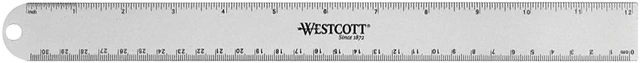Main image of Westcott 12" Aluminum Ruler, Cork Back, Imperial/Metric, 0.09 lbs. 1-Count, Not Bulk, High School