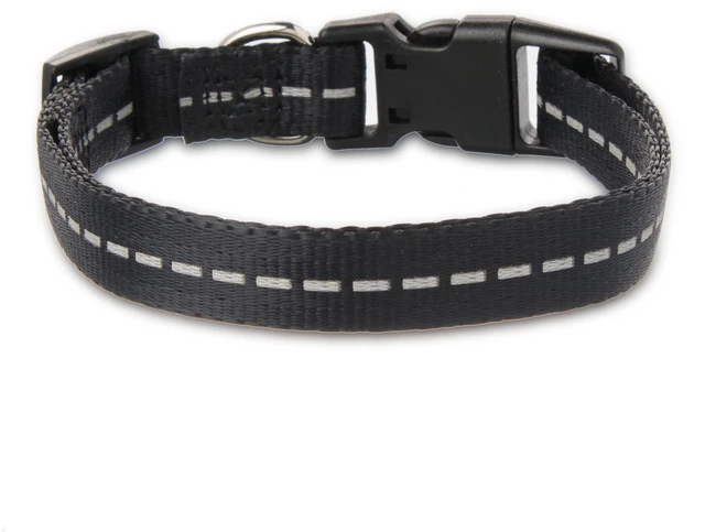 Main image of Vibrant Life Reflective Polyester Adjustable Dog Collar, Black, Small