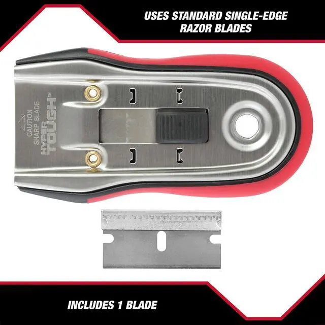 Alt view image 4 of 5 - Hyper Tough 4.5-inch Retractable Razor Blade Scraper with Soft Grip Handle, 4.5" L X 2.5" W X 0.5" H
