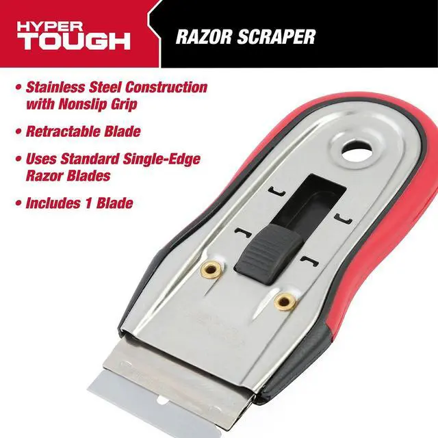 Alt view image 2 of 5 - Hyper Tough 4.5-inch Retractable Razor Blade Scraper with Soft Grip Handle, 4.5" L X 2.5" W X 0.5" H