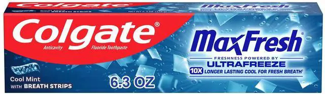 Main image of Colgate Max Fresh with Whitening Toothpaste with Mini Breath Strips, Cool Mint Toothpaste for Bad Breath, 6.3 Oz Tube