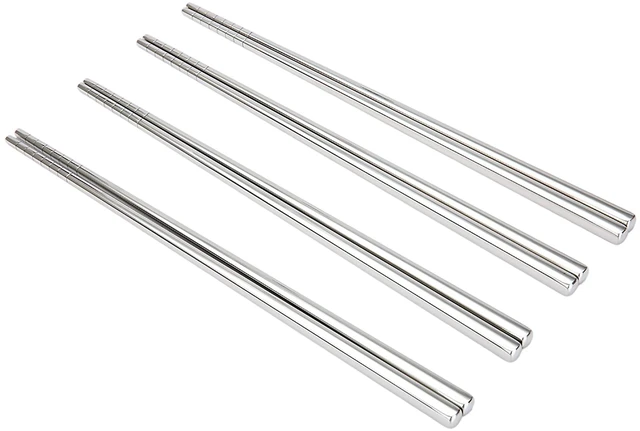 Alt view image 2 of 6 - Mainstays Stainless Steel Chopsticks, 4-Pairs