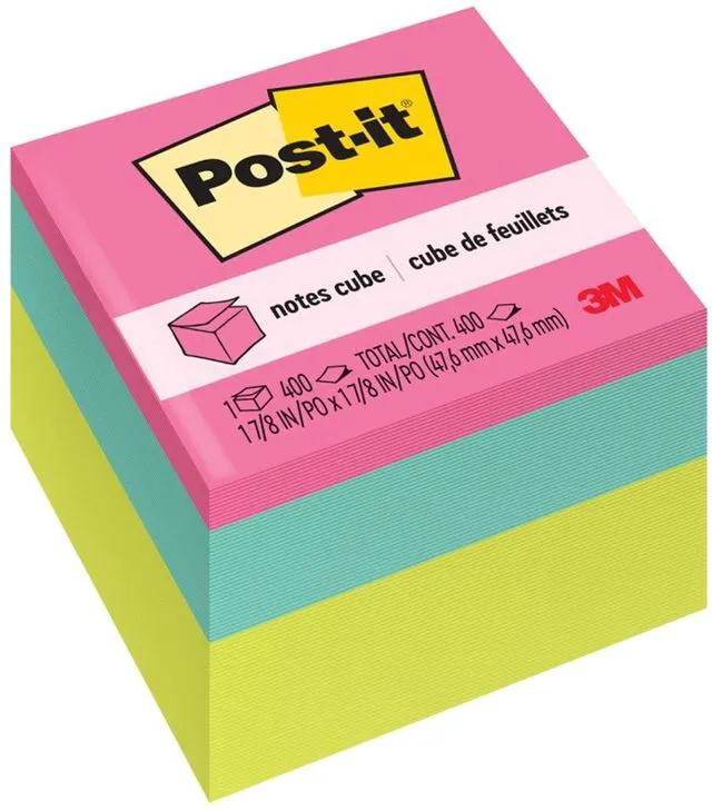 Main image of Post-it Notes Cube, Bright Colors, 1 7/8" x 1 7/8", 1 Cube
