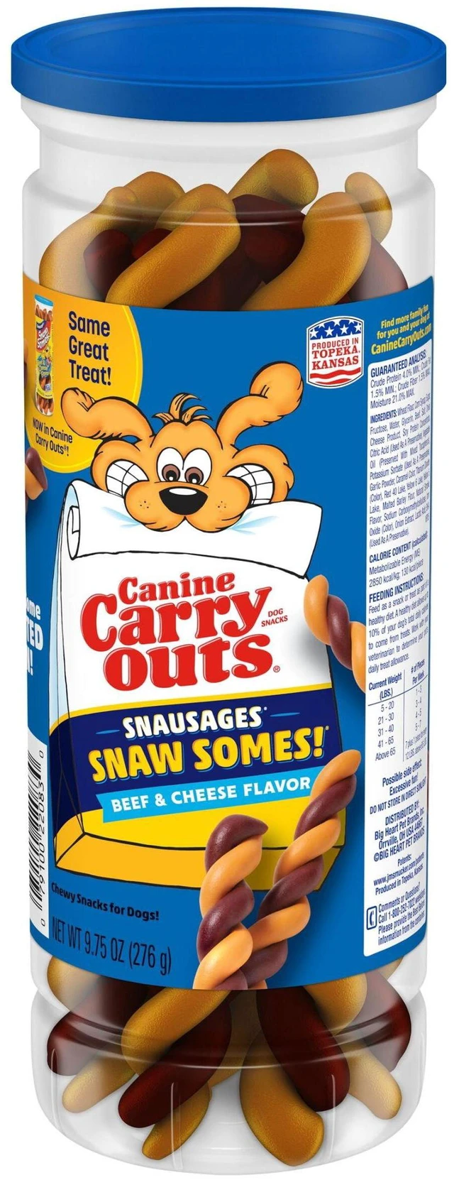 Alt view image 4 of 6 - Canine Carry Outs Snausages Snaw Somes Chewy Dog Treats, Beef & Cheese Flavor, 9.75 ozs