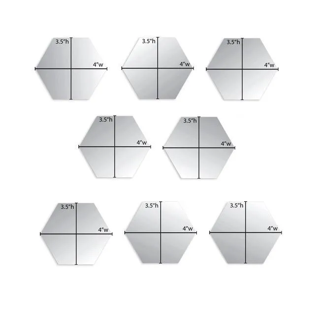 Alt view image 2 of 6 - Blue Moon Studio Peel & Stick Silver Hexagon Wall Decals Adult Teen Tween, 8 Pack