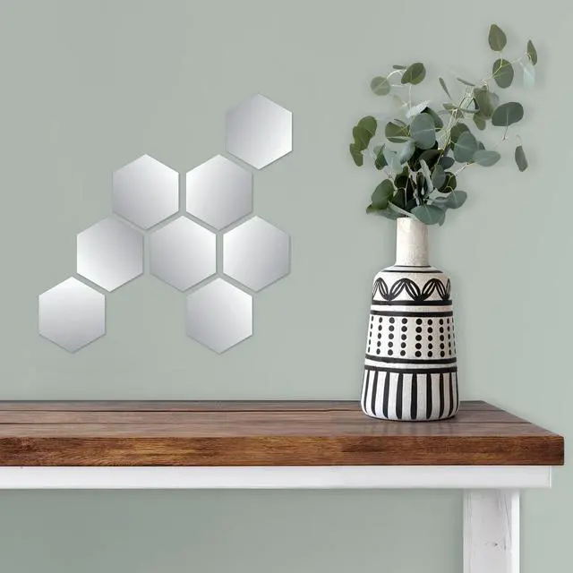 Alt view image 4 of 6 - Blue Moon Studio Peel & Stick Silver Hexagon Wall Decals Adult Teen Tween, 8 Pack