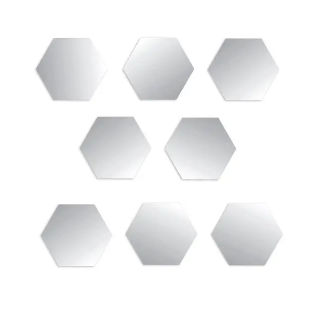 Alt view image 6 of 6 - Blue Moon Studio Peel & Stick Silver Hexagon Wall Decals Adult Teen Tween, 8 Pack