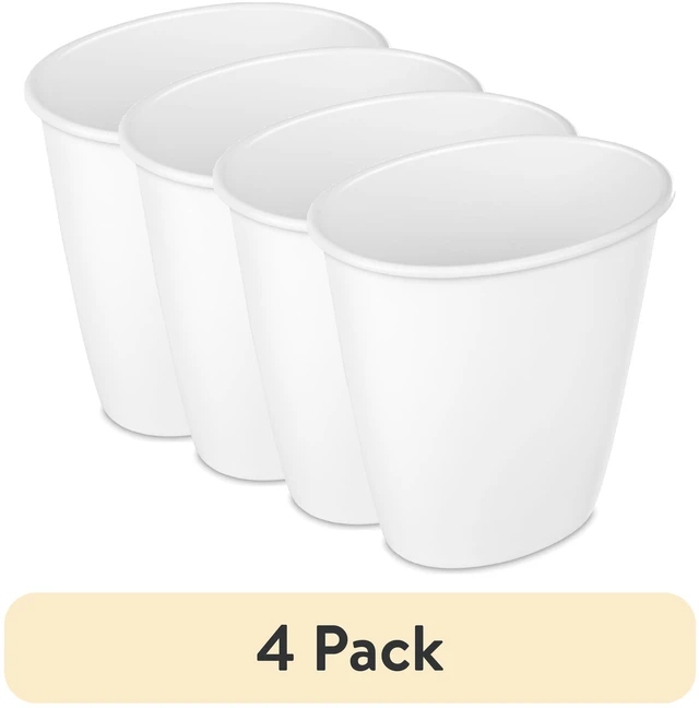 Main image of (4 pack) Sterilite Small Bathroom Trash Can, 1.5 Gallon Plastic Garbage Bucket Bin with No Lid, White
