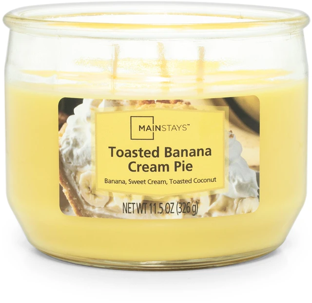 Main image of Mainstays Toasted Banana Cream Pie Scented 3-Wick Jar Candle, 11.5 oz