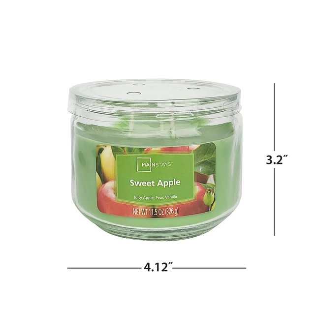 Alt view image 6 of 6 - Mainstays Sweet Apple 3-Wick Glass Jar Candle, Green, 11.5 oz