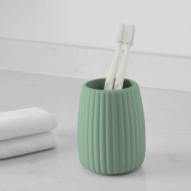 Alt view image 5 of 5 - Mainstays Rubberized Plastic Ribbed Toothbrush Holder, Green