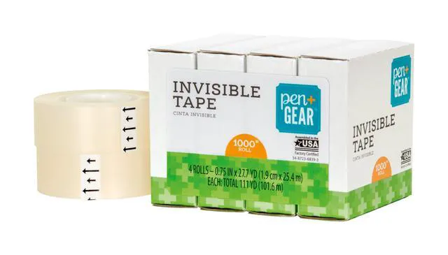 Alt view image 3 of 6 - Pen + Gear Invisible Tape, Clear, 3/4" x 1000", 4 Roll of Tape