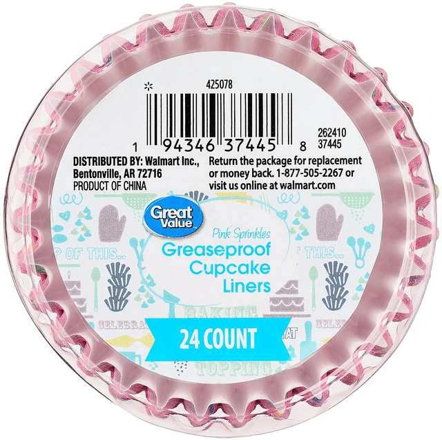 Alt view image 5 of 7 - (4 pack) Great Value Pink Sprinkles Greaseproof Cupcake Liners, 24 Count