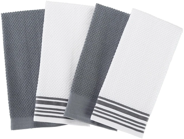 Main image of Mainstays 4-Pack 16 in x 26 in Woven Kitchen Towel Set, Gray