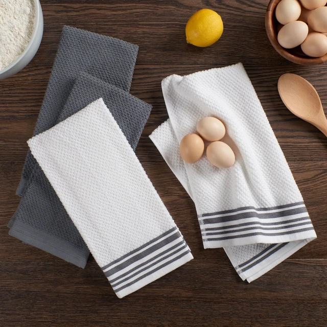 Alt view image 4 of 6 - Mainstays 4-Pack 16 in x 26 in Woven Kitchen Towel Set, Gray