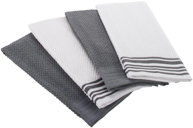 Alt view image 2 of 6 - Mainstays 4-Pack 16 in x 26 in Woven Kitchen Towel Set, Gray