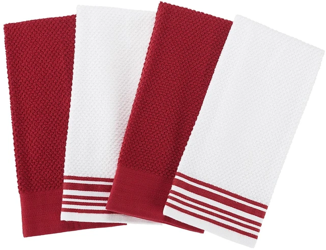 Main image of Mainstays 4-Pack 16 in x 26 in Woven Kitchen Towel Set, Red