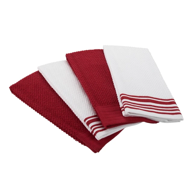 Alt view image 3 of 5 - Mainstays 4-Pack 16 in x 26 in Woven Kitchen Towel Set, Red