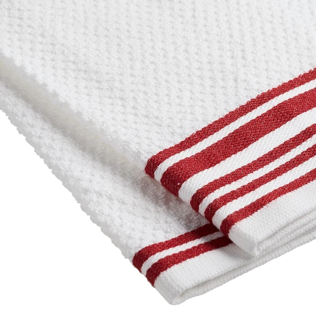 Alt view image 5 of 5 - Mainstays 4-Pack 16 in x 26 in Woven Kitchen Towel Set, Red