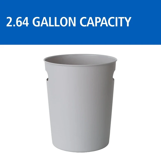 Alt view image 5 of 5 - Mainstays Basic 2.64 Gallon Plastic Wastebasket with Cut-Out Handles, Grey