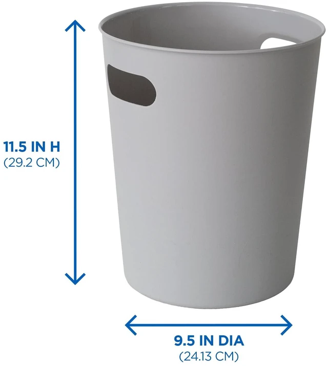 Alt view image 4 of 5 - Mainstays Basic 2.64 Gallon Plastic Wastebasket with Cut-Out Handles, Grey