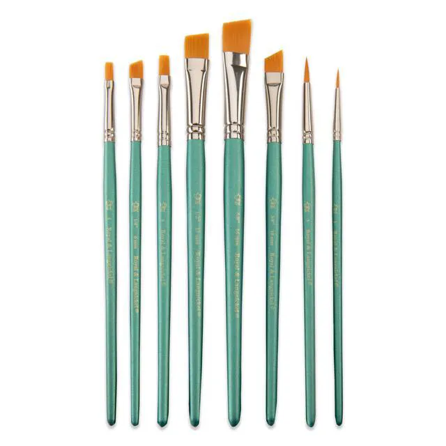 Alt view image 7 of 7 - Royal & Langnickel Assorted Shape Golden Taklon Art Brush Set 8 pieces