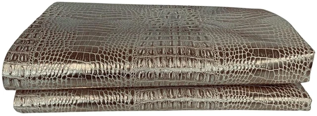 Alt view image 6 of 6 - Waverly Inspirations Faux Leather Crocodile 2-Tone Print Upholstery Fabric, White/Gold, 52 in, By the Yard