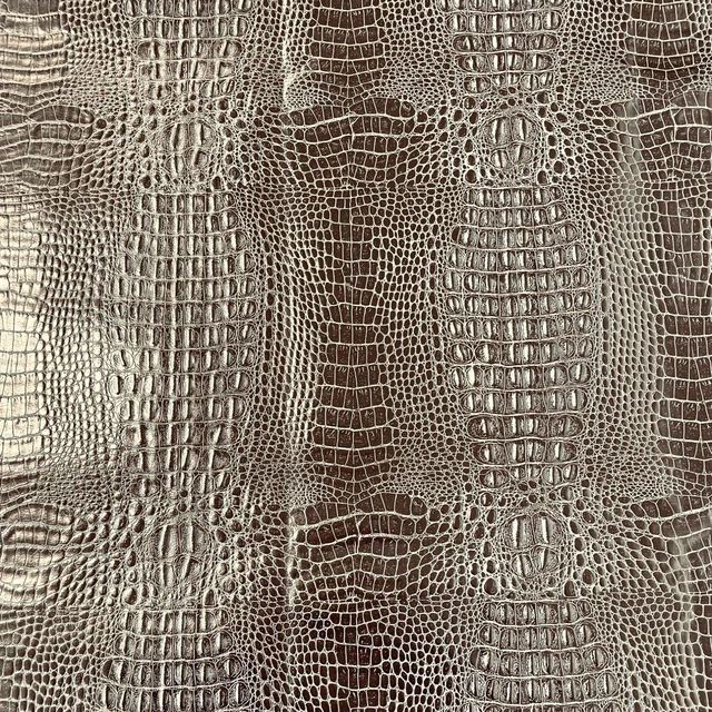 Alt view image 3 of 6 - Waverly Inspirations Faux Leather Crocodile 2-Tone Print Upholstery Fabric, White/Gold, 52 in, By the Yard