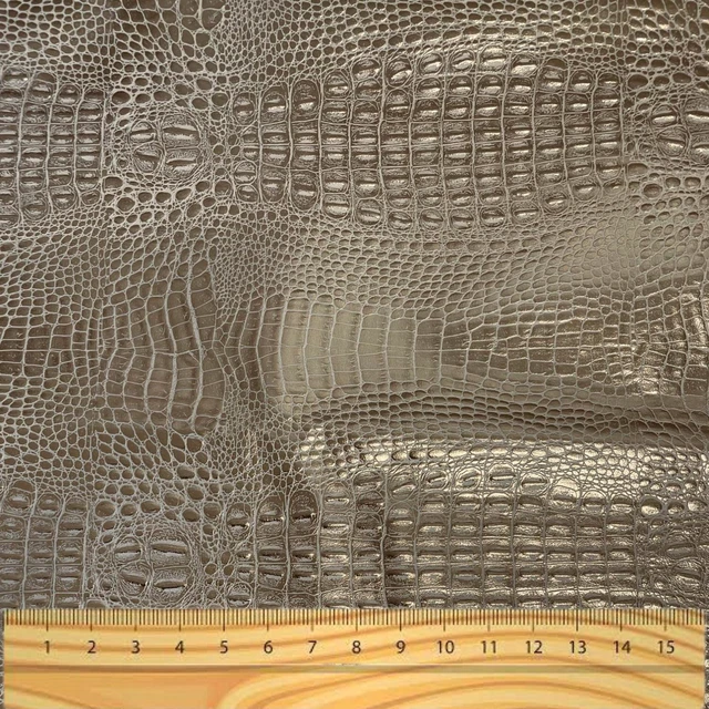 Alt view image 5 of 6 - Waverly Inspirations Faux Leather Crocodile 2-Tone Print Upholstery Fabric, White/Gold, 52 in, By the Yard