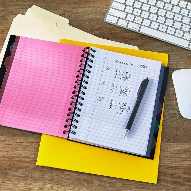 Alt view image 6 of 6 - Pen+Gear College Ruled 5-Subject Poly Notebook, 6" x 8.26", Black, 150 Sheets