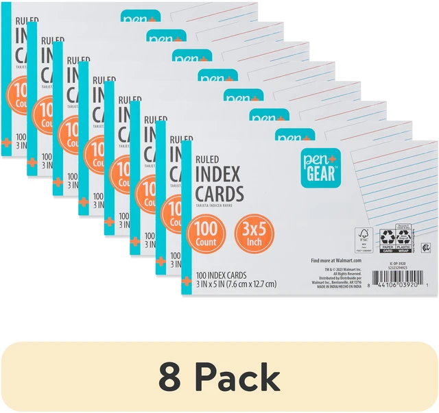 Main image of (8 pack) Pen+Gear Ruled Index Cards, 3" x 5", White, 100 Count