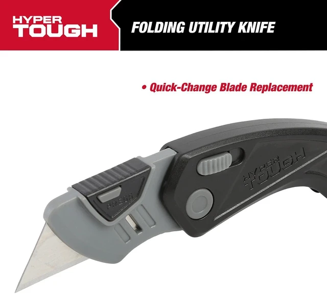 Alt view image 3 of 6 - Hyper Tough Folding Utility Knife with Quick Blade Change Design