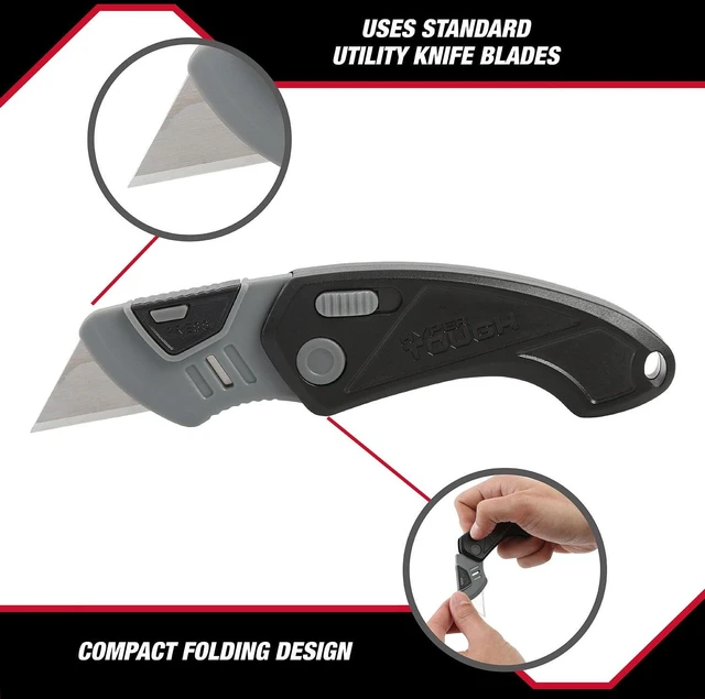 Alt view image 2 of 6 - Hyper Tough Folding Utility Knife with Quick Blade Change Design