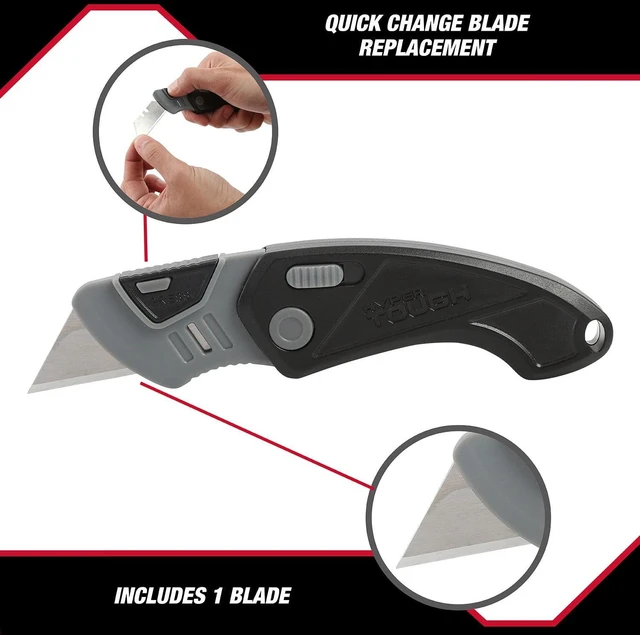 Alt view image 4 of 6 - Hyper Tough Folding Utility Knife with Quick Blade Change Design