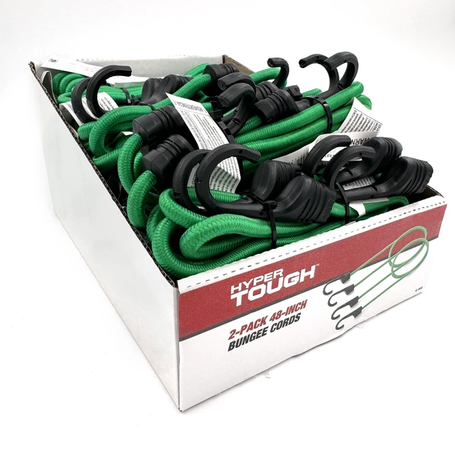 Alt view image 3 of 5 - Hyper Tough Standard Bungee Cords, 2 Pack, 48 in, Green