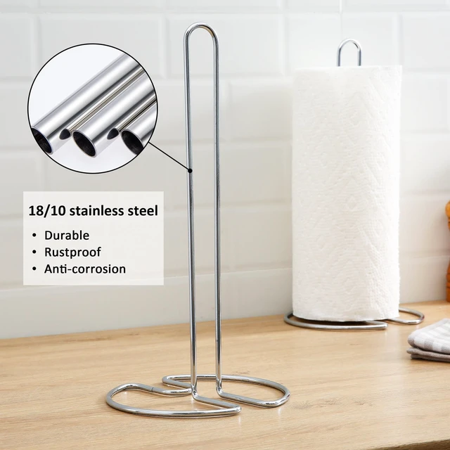 Alt view image 6 of 6 - Mainstays Countertop Paper Towel Holder Stand, Silver, Stainless Steel Finish