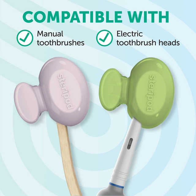 Alt view image 2 of 6 - Steripod Clip-On Toothbrush Protector with Fresh Scent, Assorted Colors, 2 Count
