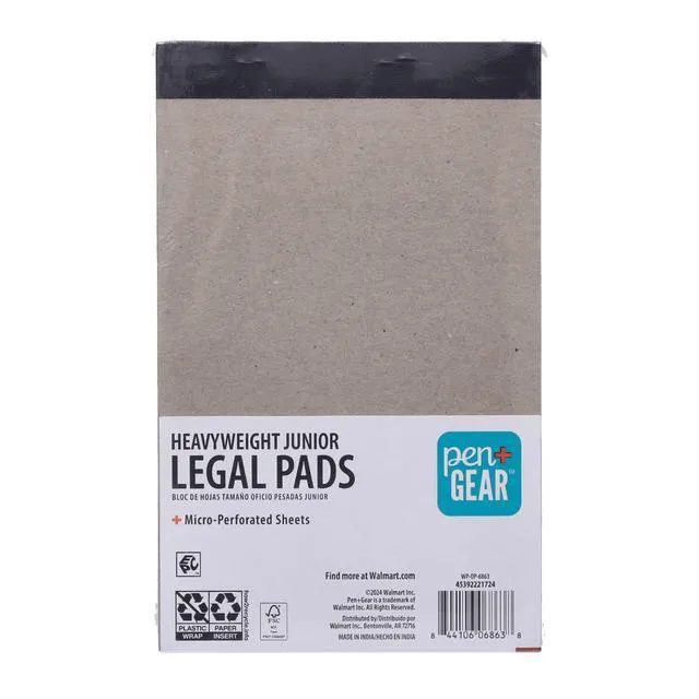 Alt view image 4 of 6 - Pen+Gear Narrow Ruled Heavyweight Junior Legal Pads, 5"x8", White Paper, 50 Sheets Each, 100 Pages, 6 Pack