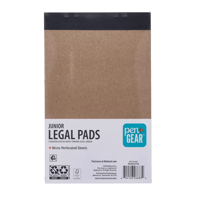 Alt view image 6 of 7 - Pen+Gear Wide Ruled Junior Legal Pads, 5" x 8", White Paper, 50 Sheets Each, 6 Pack