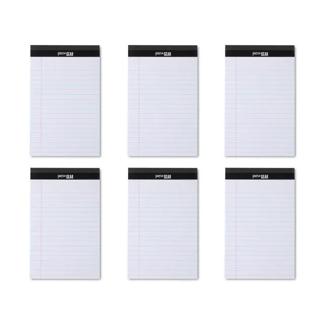 Alt view image 7 of 7 - Pen+Gear Wide Ruled Junior Legal Pads, 5" x 8", White Paper, 50 Sheets Each, 6 Pack